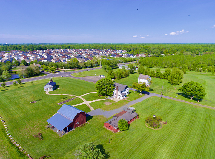 Overhead view of residential area